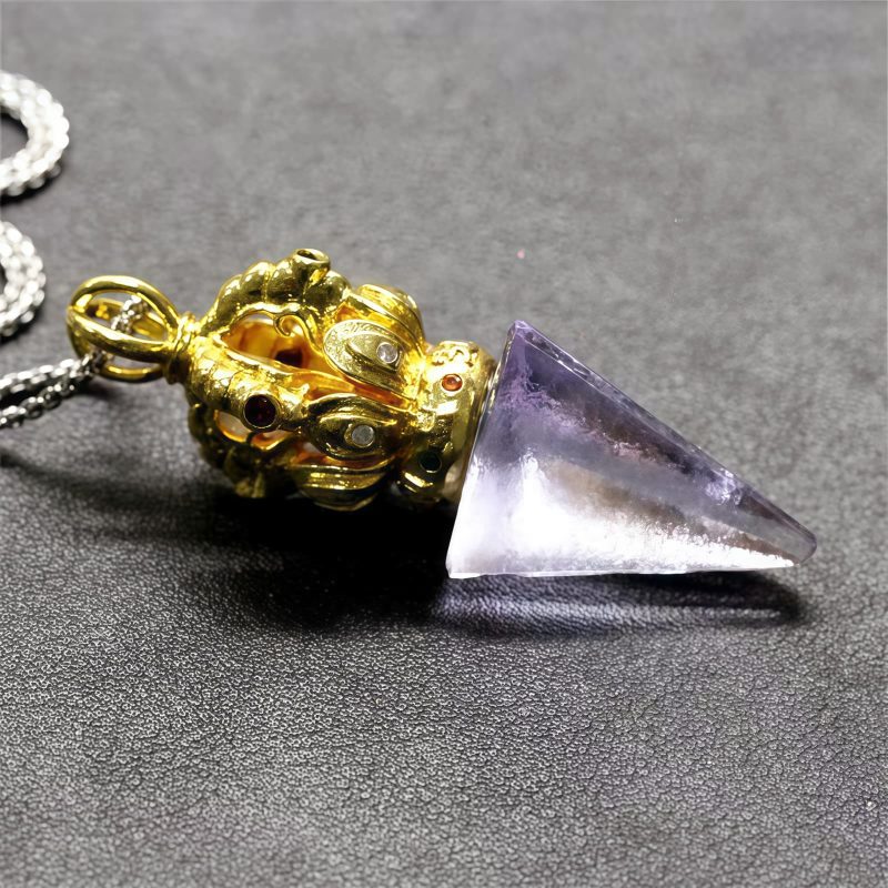 Tibetan Dorje Vajra Lotus Liuli Crystal Necklace Pendant Tibetan Dorje Vajra Lotus Liuli Crystal Necklace Pendant