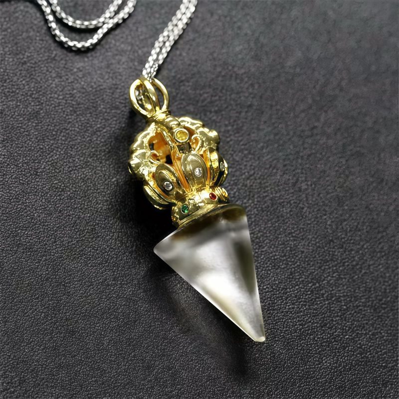 Tibetan Dorje Vajra Lotus Liuli Crystal Necklace Pendant Tibetan Dorje Vajra Lotus Liuli Crystal Necklace Pendant