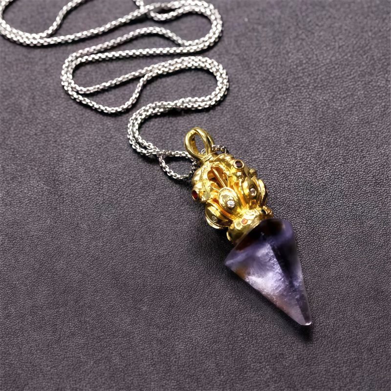 Tibetan Dorje Vajra Lotus Liuli Crystal Necklace Pendant Tibetan Dorje Vajra Lotus Liuli Crystal Necklace Pendant
