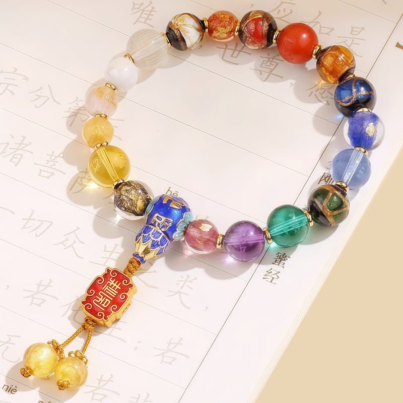 Tibetan Liuli Glass Om Mani Padme Hum Wrist Mala Tibetan Liuli Glass Om Mani Padme Hum Wrist Mala