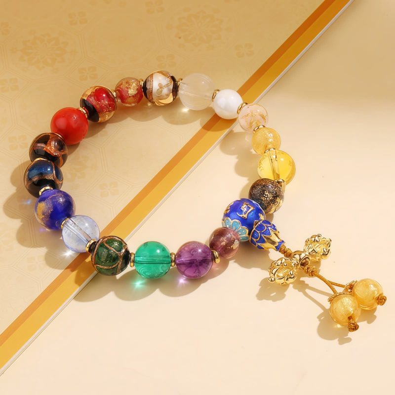 Tibetan Liuli Glass Om Mani Padme Hum Wrist Mala Tibetan Liuli Glass Om Mani Padme Hum Wrist Mala