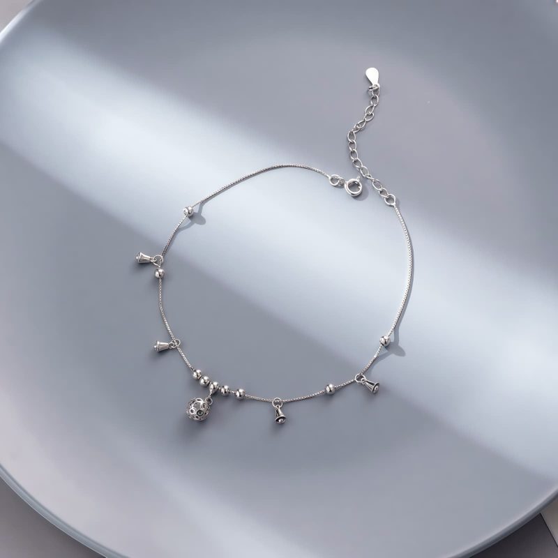 Tibetan 925 Sterling Silver Bell Protection Anklet Tibetan 925 Sterling Silver Bell Protection Anklet