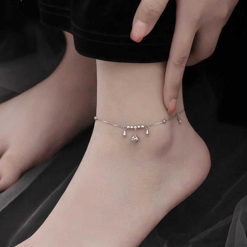Tibetan 925 Sterling Silver Bell Protection Anklet Tibetan 925 Sterling Silver Bell Protection Anklet