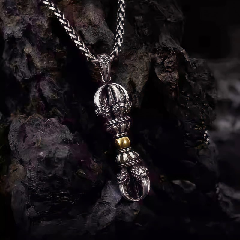 Tibetan Silver Dorje Vajra Wealth Pendant Tibetan Silver Dorje Vajra Wealth Pendant
