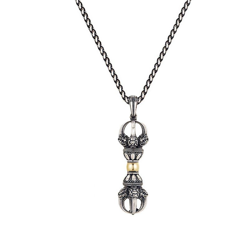Tibetan Silver Dorje Vajra Wealth Pendant Tibetan Silver Dorje Vajra Wealth Pendant
