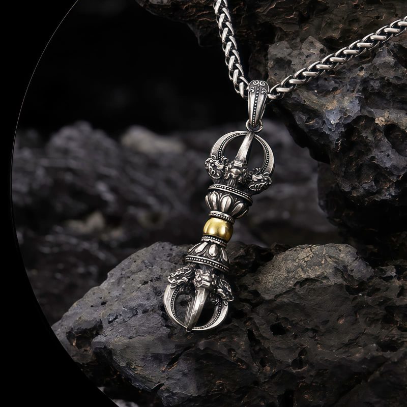 Tibetan Silver Dorje Vajra Wealth Pendant Tibetan Silver Dorje Vajra Wealth Pendant