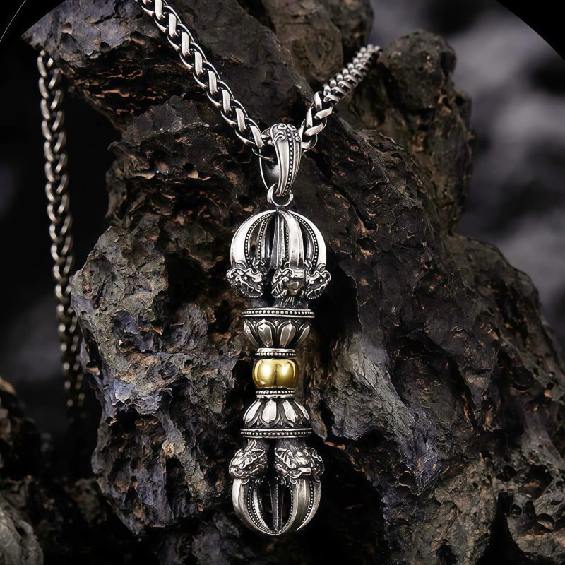 Tibetan Silver Dorje Vajra Wealth Pendant Tibetan Silver Dorje Vajra Wealth Pendant
