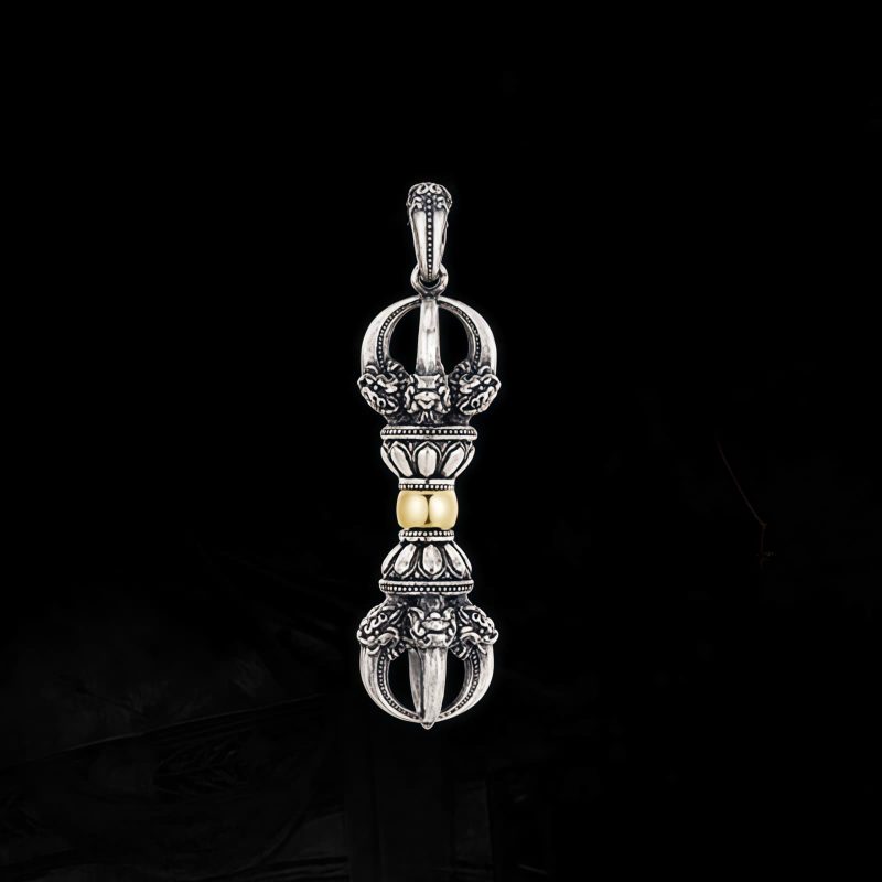 Tibetan Silver Dorje Vajra Wealth Pendant Tibetan Silver Dorje Vajra Wealth Pendant