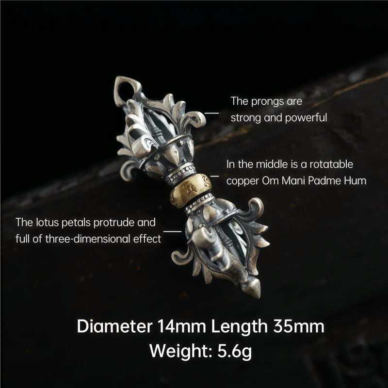 Tibetan 925 Silver Om Mani Padme Hum Strength Pendant Tibetan 925 Silver Om Mani Padme Hum Strength Pendant