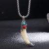 Titanium Steel Wolf Tooth Pendant Necklace Titanium Steel Wolf Tooth Pendant Necklace