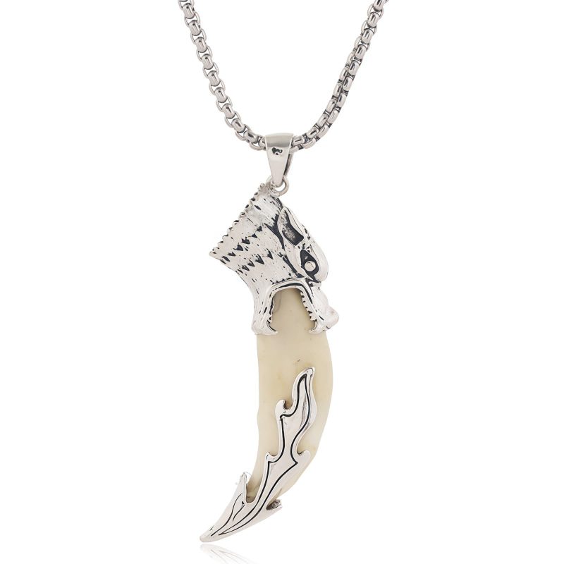 Titanium Steel Wolf Tooth Pendant Necklace Titanium Steel Wolf Tooth Pendant Necklace