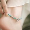 Turquoise 925 Silver Chinese Lock Strength Anklet Turquoise 925 Silver Chinese Lock Strength Anklet