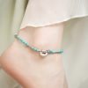 Turquoise 925 Silver Chinese Lock Strength Anklet Turquoise 925 Silver Chinese Lock Strength Anklet