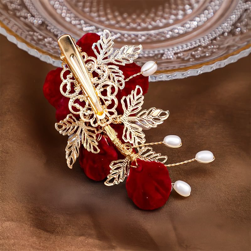 Horquilla de Camelia Roja Estilo Vintage Vintage Red Camellia Hair Clip