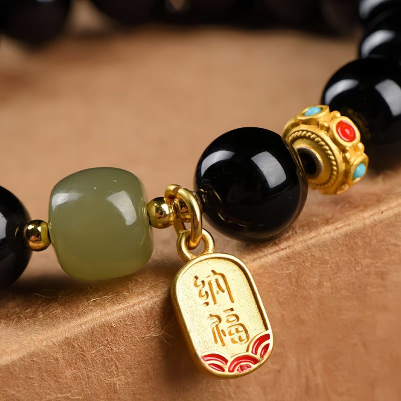 Black Onyx Hetian Jade Wealth Bracelet Black Onyx Hetian Jade Wealth Bracelet