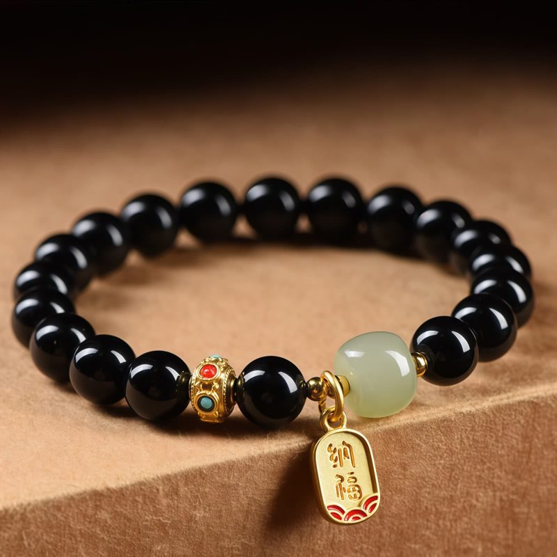 Black Onyx Hetian Jade Wealth Bracelet Black Onyx Hetian Jade Wealth Bracelet