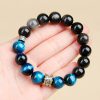 Blaues Tigerauge & Silberglanz-Obsidian: Armband für Schutz und innere Stärke Blue Tiger Eye Obsidian Strength Protection Bracelet