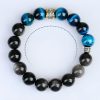 Blaues Tigerauge & Silberglanz-Obsidian: Armband für Schutz und innere Stärke Blue Tiger Eye Obsidian Strength Protection Bracelet