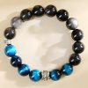 Blaues Tigerauge & Silberglanz-Obsidian: Armband für Schutz und innere Stärke Blue Tiger Eye Obsidian Strength Protection Bracelet