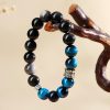 Blaues Tigerauge & Silberglanz-Obsidian: Armband für Schutz und innere Stärke Blue Tiger Eye Obsidian Strength Protection Bracelet