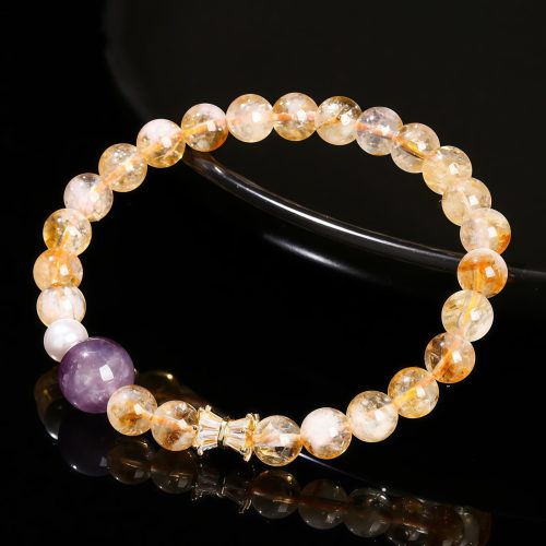 Pulseira da Prosperidade em Citrino Natural e Ametista Pulseira da Prosperidade em Citrino Natural e Ametista