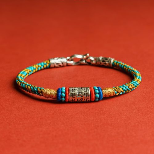 Colorful Tibetan 925 Silver Six True Words Bracelet