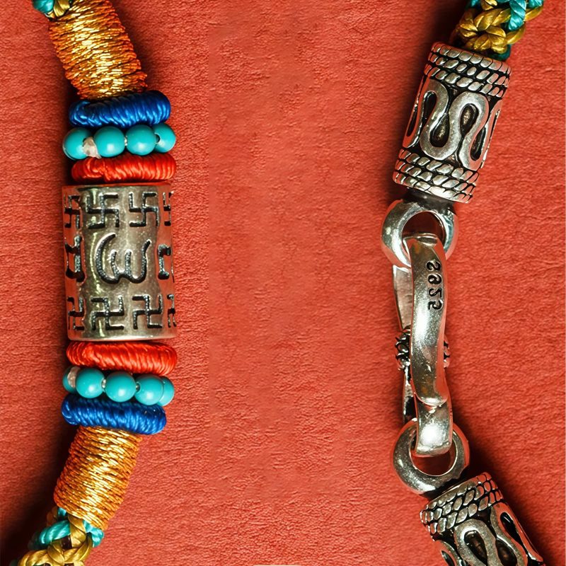 Colorful Tibetan 925 Silver Six True Words Bracelet Colorful Tibetan 925 Silver Six True Words Bracelet