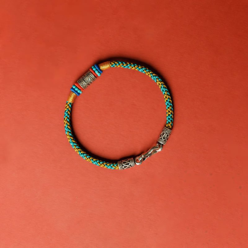 Colorful Tibetan 925 Silver Six True Words Bracelet Colorful Tibetan 925 Silver Six True Words Bracelet