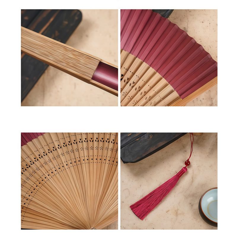 Gradient Hollow Engraved Bamboo Folding Fan Gradient Hollow Engraved Bamboo Folding Fan