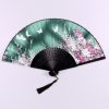 Handheld Bamboo Folding Fan with Butterfly Flowers Handheld Bamboo Folding Fan with Butterfly Flowers