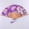 Handheld Bamboo Folding Fan with Butterfly Flowers Handheld Bamboo Folding Fan with Butterfly Flowers