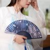 Handheld Bamboo Folding Fan with Butterfly Flowers Handheld Bamboo Folding Fan with Butterfly Flowers