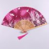 Handheld Bamboo Folding Fan with Butterfly Flowers Handheld Bamboo Folding Fan with Butterfly Flowers