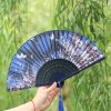 Handheld Bamboo Folding Fan with Butterfly Flowers Handheld Bamboo Folding Fan with Butterfly Flowers