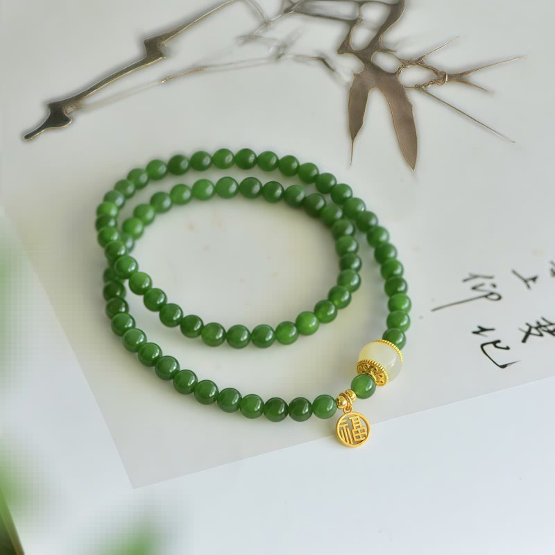 Hetian Jade Happiness Blessing Bracelet Hetian Jade Happiness Blessing Bracelet