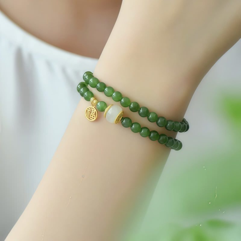Hetian Jade Happiness Blessing Bracelet Hetian Jade Happiness Blessing Bracelet