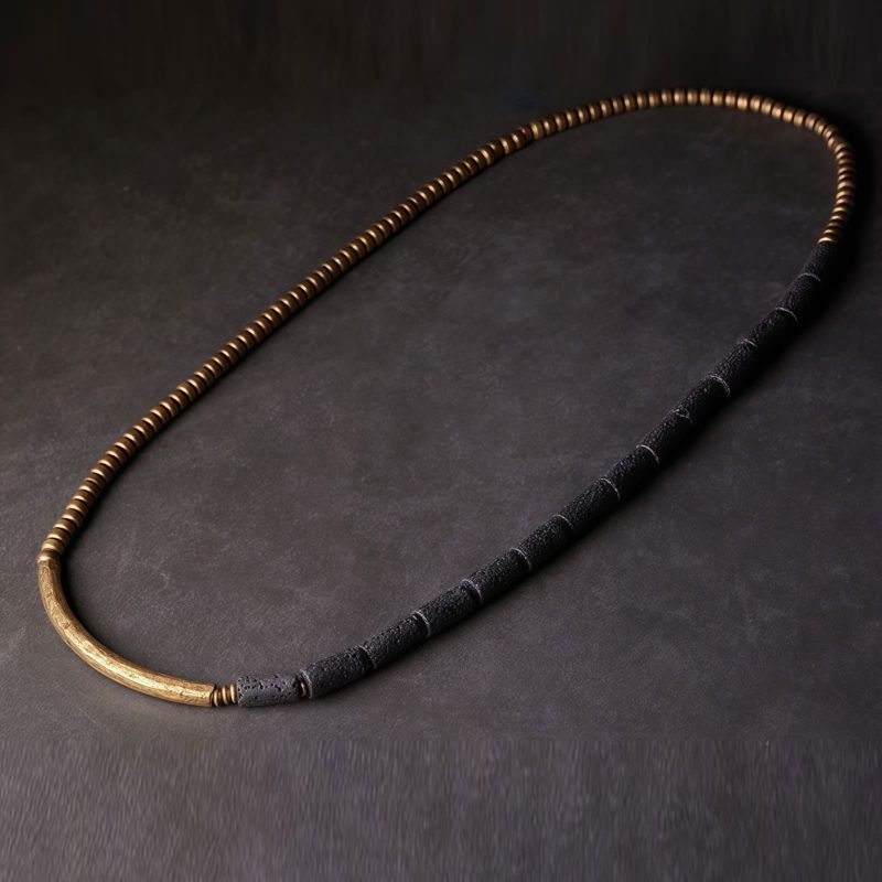 Lava-Gestein & Messing: Mehrlagiges Armband für innere Ruhe Lava Rock Brass Multi-Turn Calm Bracelet
