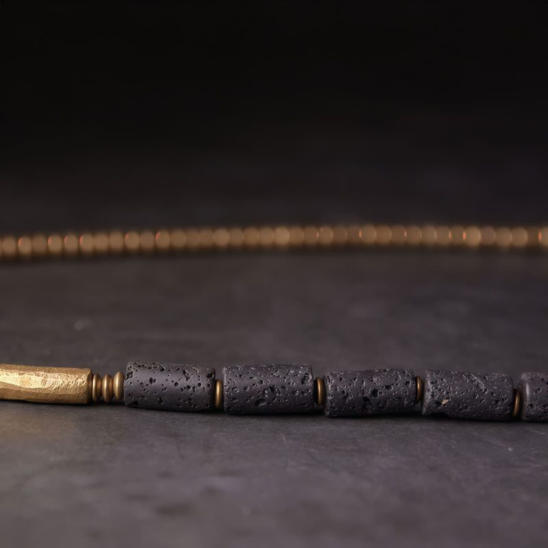 Lava-Gestein & Messing: Mehrlagiges Armband für innere Ruhe Lava Rock Brass Multi-Turn Calm Bracelet