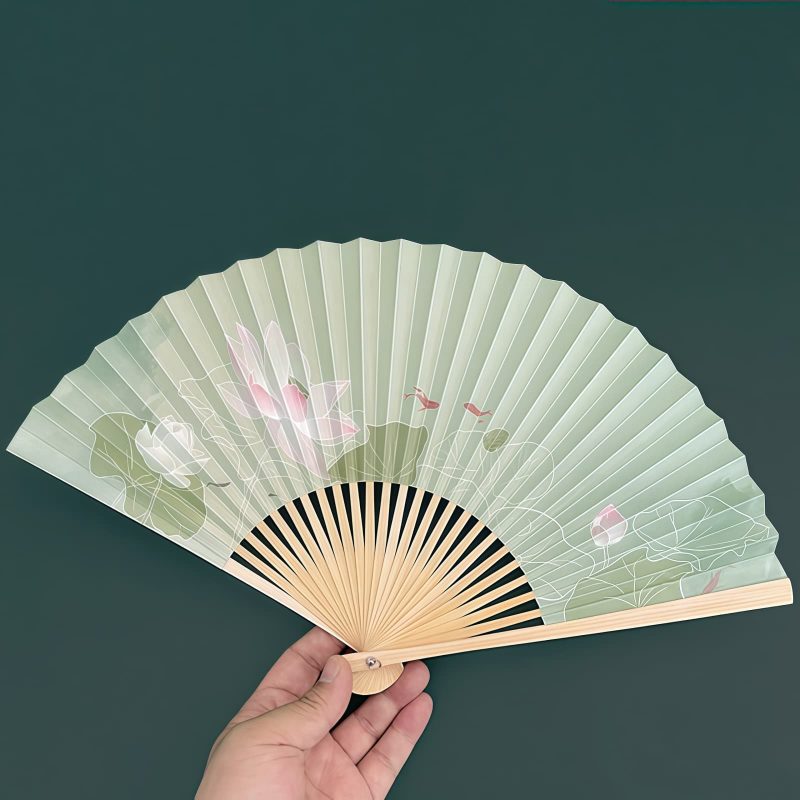 Lotus Koi Fish Bamboo Folding Fan Lotus Koi Fish Bamboo Folding Fan