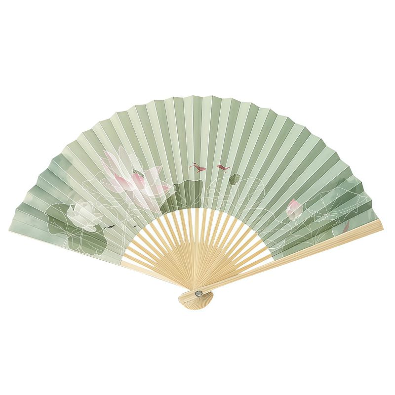 Lotus Koi Fish Bamboo Folding Fan Lotus Koi Fish Bamboo Folding Fan