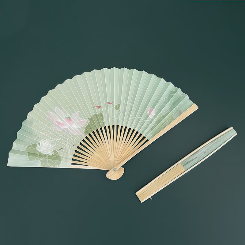 Lotus Koi Fish Bamboo Folding Fan Lotus Koi Fish Bamboo Folding Fan