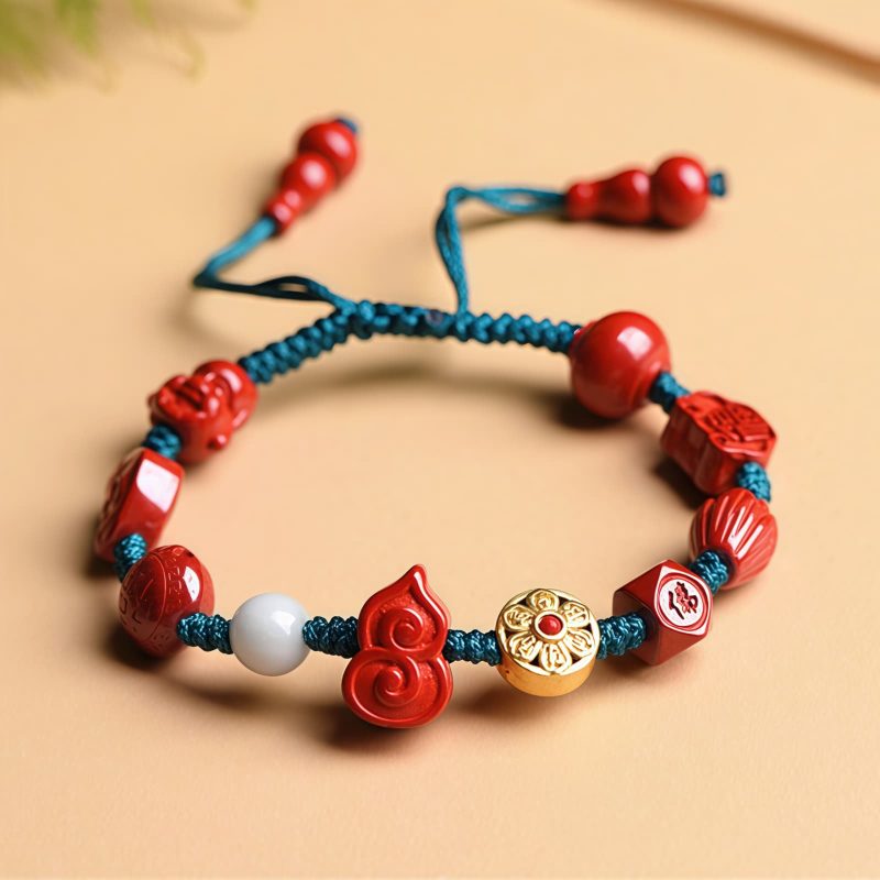 Natural Cinnabar Laughing Buddha Bracelet Natural Cinnabar Laughing Buddha Bracelet