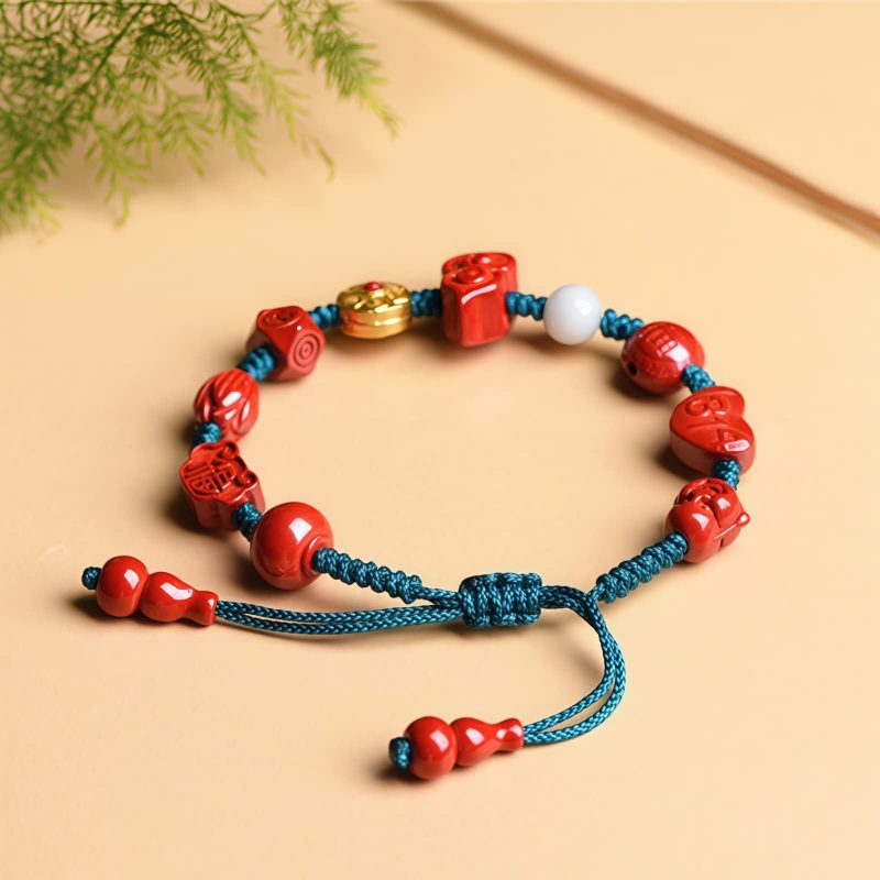 Natural Cinnabar Laughing Buddha Bracelet Natural Cinnabar Laughing Buddha Bracelet