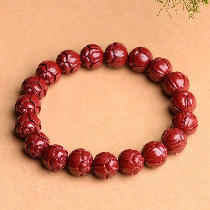 Natural Cinnabar Om Mani Padme Hum Bracelet Natural Cinnabar Om Mani Padme Hum Bracelet