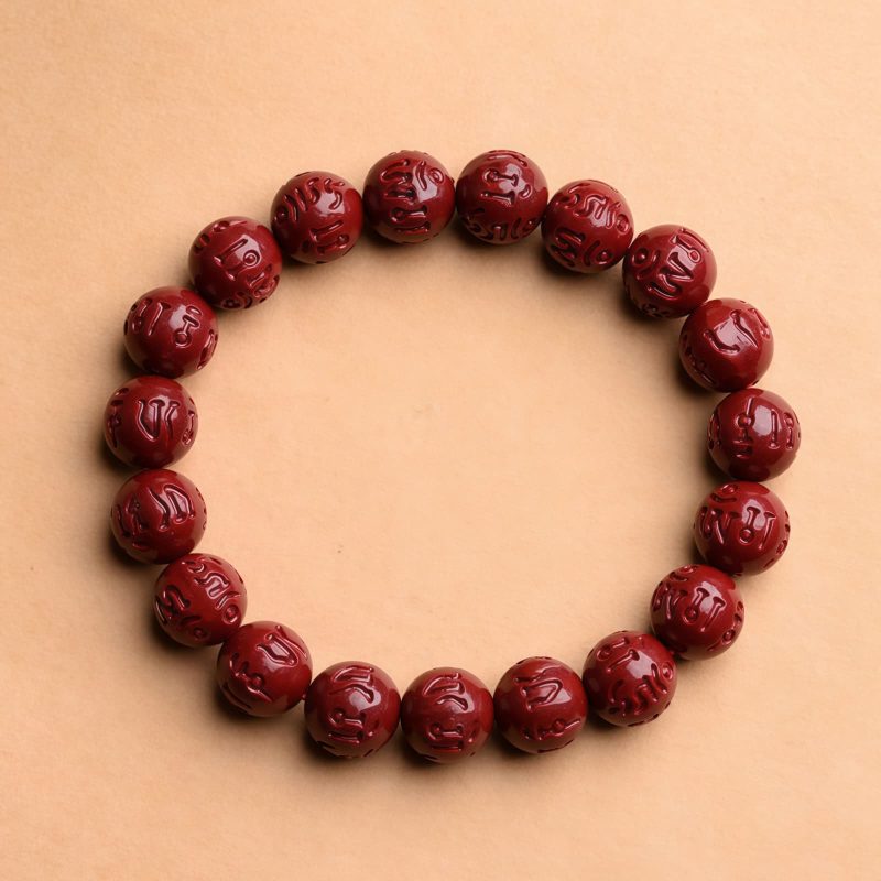 Natural Cinnabar Om Mani Padme Hum Bracelet Natural Cinnabar Om Mani Padme Hum Bracelet