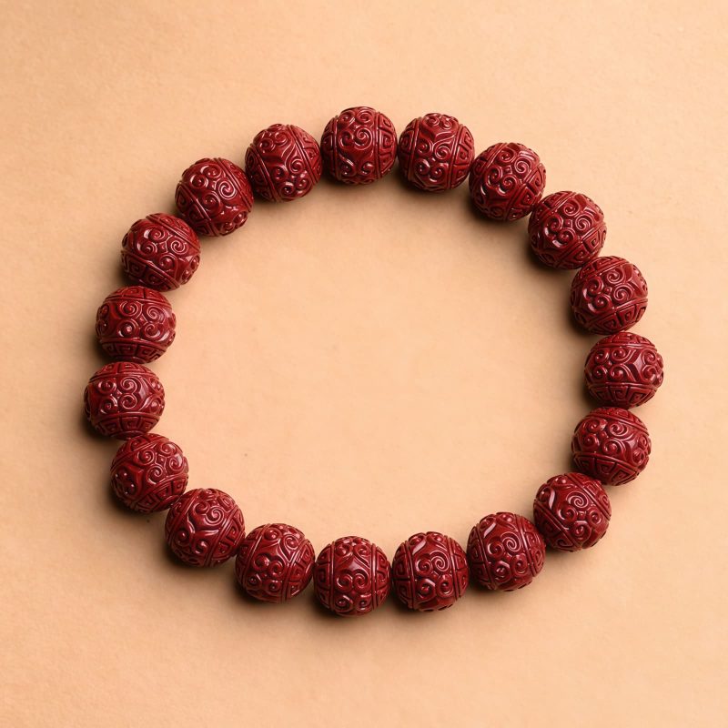 Natural Cinnabar Om Mani Padme Hum Bracelet Natural Cinnabar Om Mani Padme Hum Bracelet