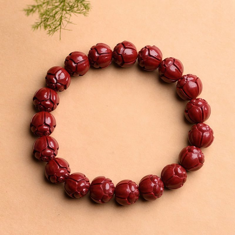 Natural Cinnabar Om Mani Padme Hum Bracelet Natural Cinnabar Om Mani Padme Hum Bracelet