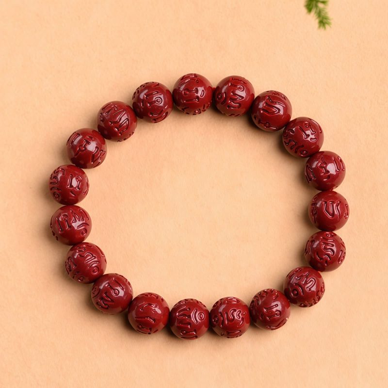 Natural Cinnabar Om Mani Padme Hum Bracelet Natural Cinnabar Om Mani Padme Hum Bracelet