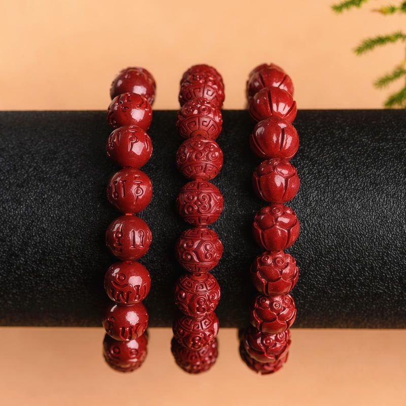 Natural Cinnabar Om Mani Padme Hum Bracelet Natural Cinnabar Om Mani Padme Hum Bracelet