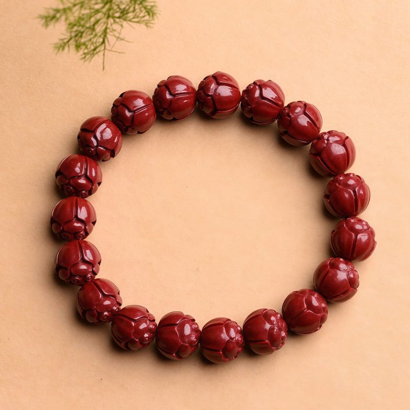 Natural Cinnabar Om Mani Padme Hum Bracelet Natural Cinnabar Om Mani Padme Hum Bracelet